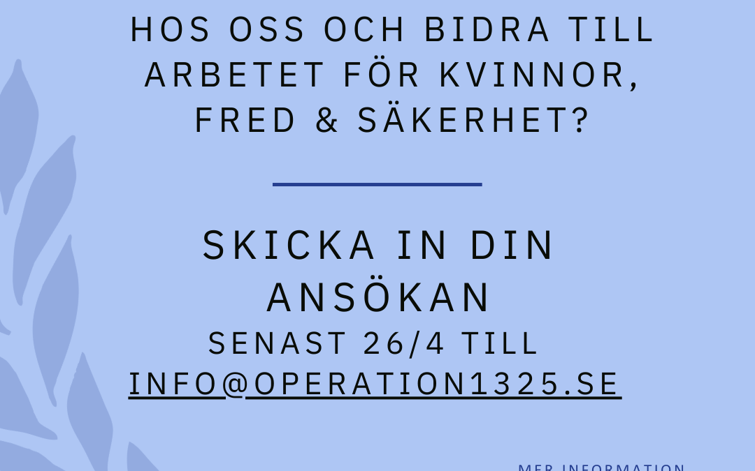 Operation 1325 söker praktikanter till hösten 2026